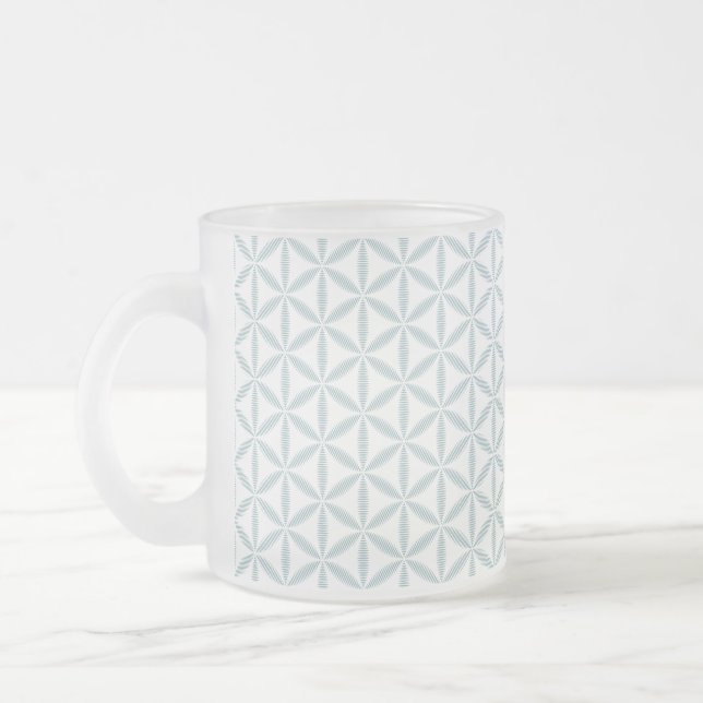 Blume des Lebensmusters - eisblau - Mattglastasse (Links)