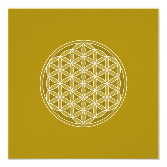Blume des Lebensmusters - Golds & White Poster (Vorderseite)