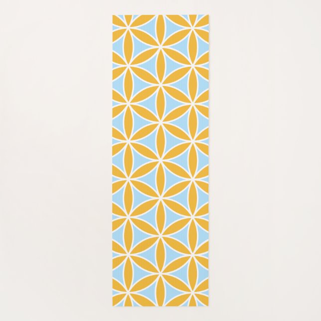 Blume des Lebensmusters Orange White & Blue Yogamatte (Rückseite)