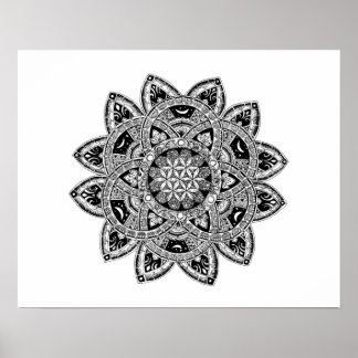 Blume des Lebenszendoodles Poster