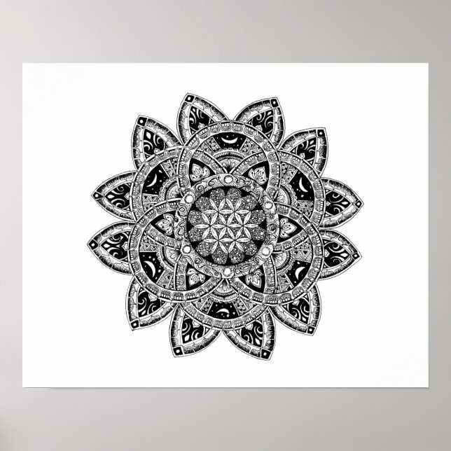 Blume des Lebenszendoodles Poster (Vorne)