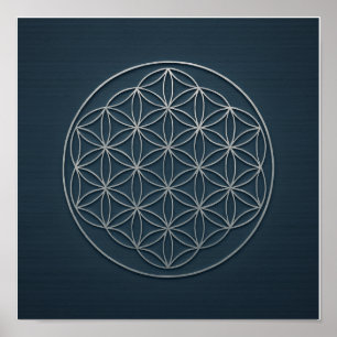 Blume des "Life Navy Silver Poster" Poster