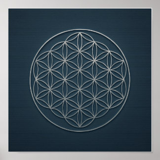 Blume des "Life Navy Silver Poster" Poster