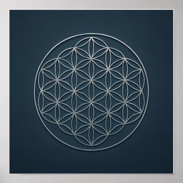 Blume des "Life Navy Silver Poster" Poster (Vorne)