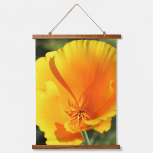 Blume des Mohns aus Kalifornien Wandteppich Mit Holzrahmen