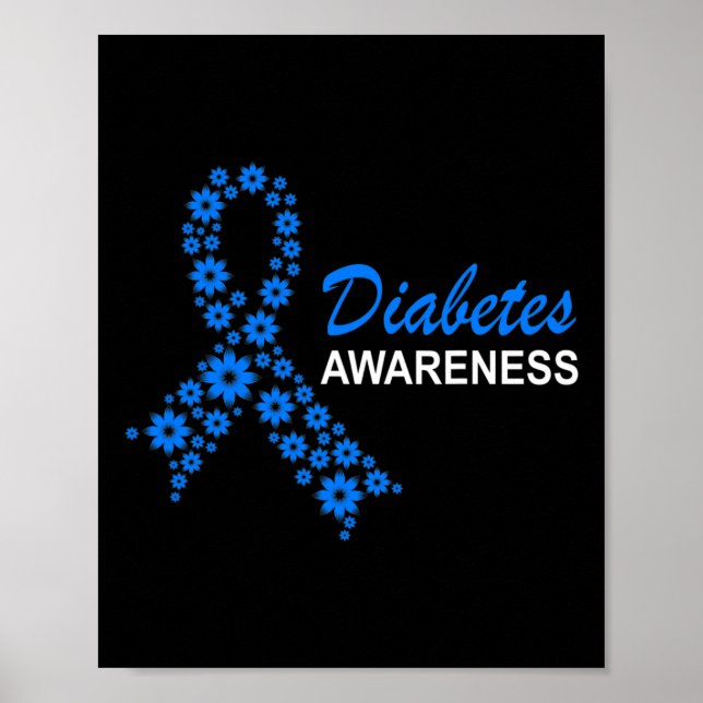 Blume des Monats Ribbon zur Aufklärung über Diabet Poster (Vorne)