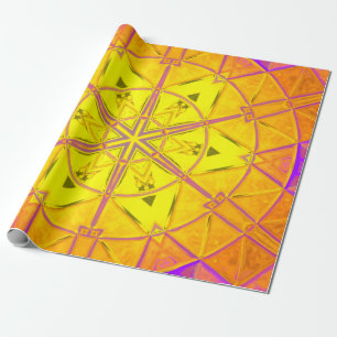 Blume des Mosaiks Kaleidoskop Gelb und Lila Geschenkpapier