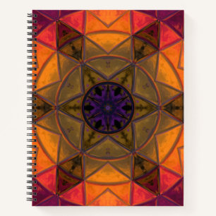 Blume des Mosaiks Kaleidoskop Gelb und Lila Notizbuch