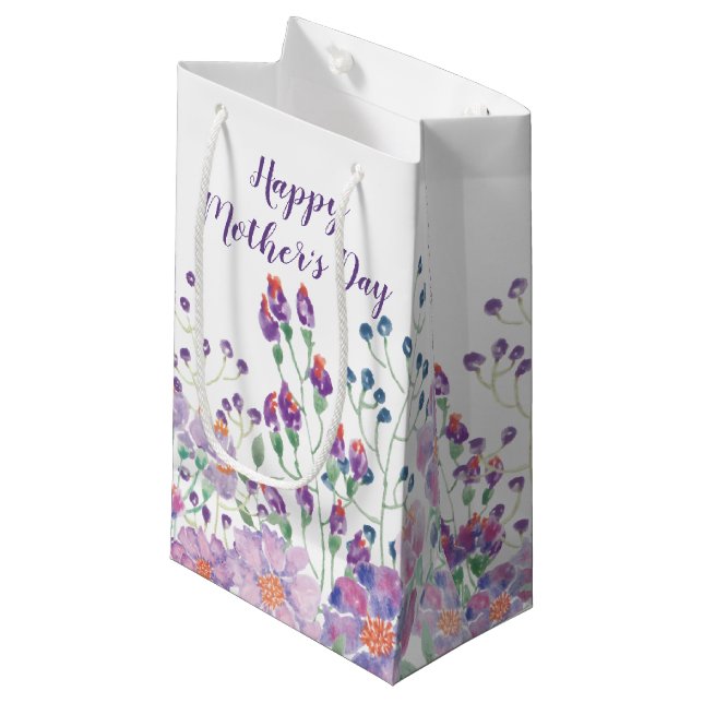 Blume des Muttergartens auf Weiß Kleine Geschenktüte (Vorderseite Schrägansicht)