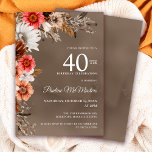 Blume des neutralen Untergangs der Weißen Flora 40 Einladung<br><div class="desc">Die Blume sind mit neutralen,  grauen,  braunen und schwarzen Blätter umgeben. Rosa und rote Blume sorgen für Pop,  die es hell machen. Der weiße Text ist eine schicke Kombination aus aufrecht geschriebenem Text und kalligrafischem Text. Der taupe Aquarellhintergrund umrahmt sie alle perfekt.</div>