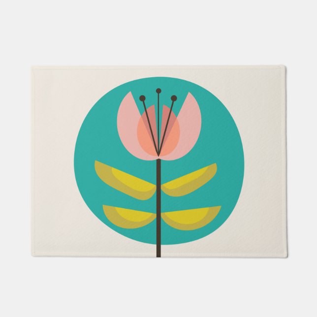 Blume des Retro-Mitteljahrhunderts Fußmatte (Vorderseite)