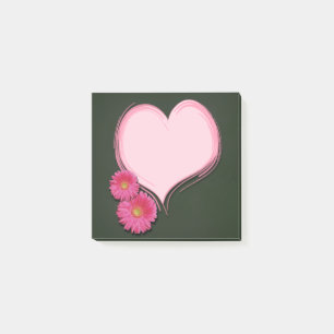 Blume des rosa Herzens - Hinweise zur Post-it® Post-it Klebezettel