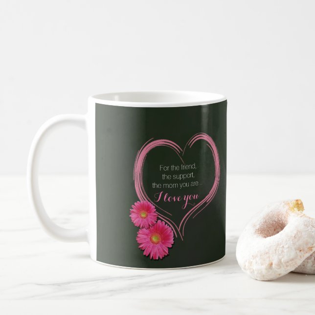 Blume des rosa Herzens Muttertag - Tasse (Mit Donut)