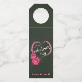Blume des rosa Herzens Valentinstag Flaschenanhänger