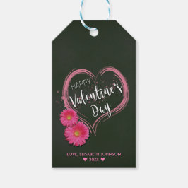 Blume des rosa Herzens Valentinstag - Geschenktafe Geschenkanhänger