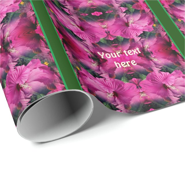 Blume des rosa Hibiskus multipliziert Personalisie Geschenkpapier (Rolleneckpunkt)