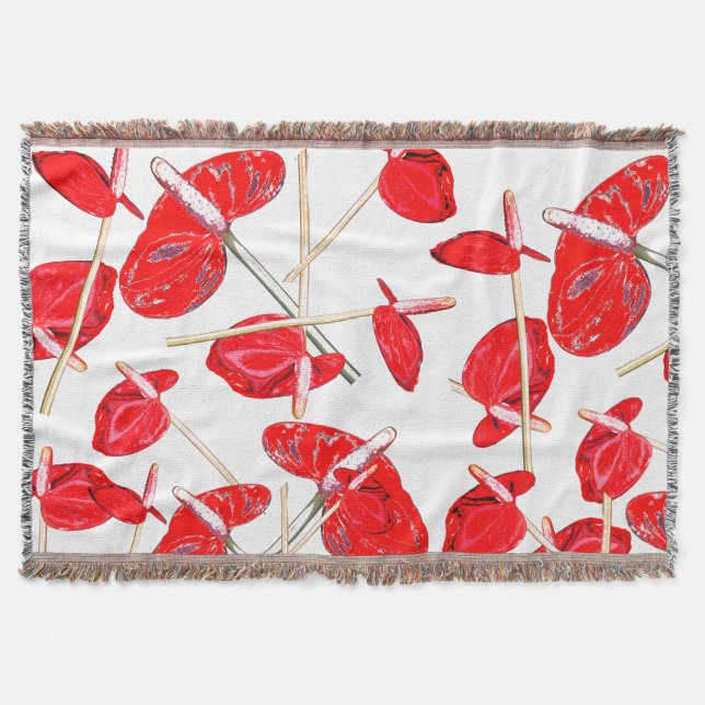 Blume des roten Anthurium-Pattern Decke (Vorderseite)