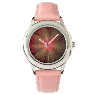 Blume des roten Fraktals Armbanduhr