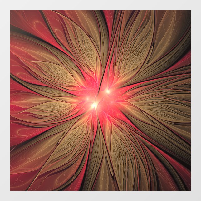 Blume des roten Fraktals Fensteraufkleber (Blatt)