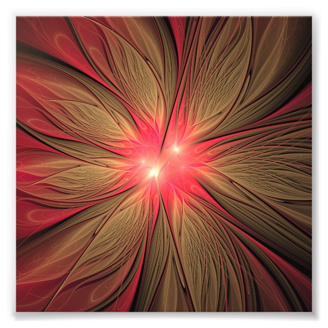 Blume des roten Fraktals Fotodruck (Vorne)