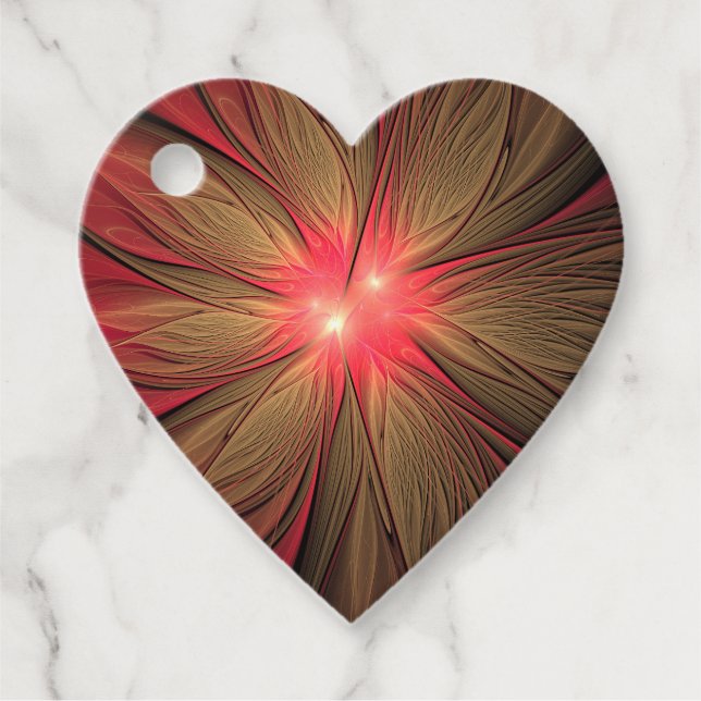 Blume des roten Fraktals Geschenkanhänger (Vorderseite)