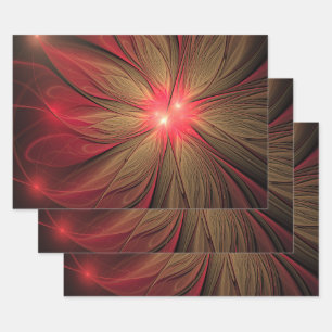 Blume des roten Fraktals Geschenkpapier Set