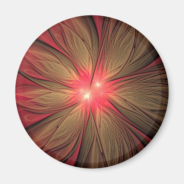 Blume des roten Fraktals Magnet (Vorne)