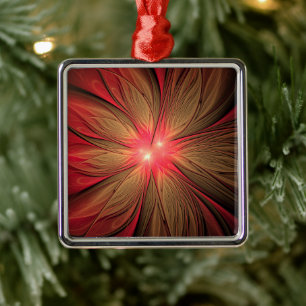 Blume des roten Fraktals Ornament Aus Metall