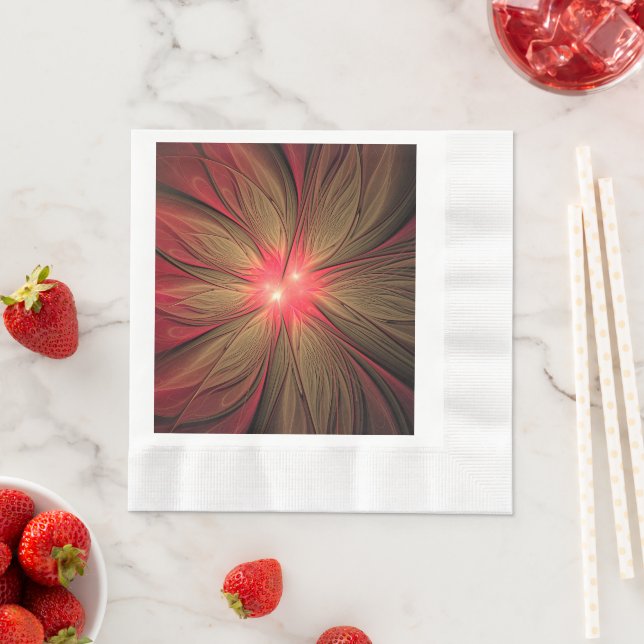 Blume des roten Fraktals Serviette (Beispiel)