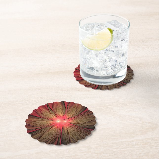 Blume des roten Fraktals Untersetzer (Vor Ort)