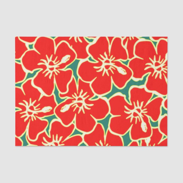 Blume des Roten Hibiskus Tropical Hawaiian Luau Seidenpapier (Vorderseite)