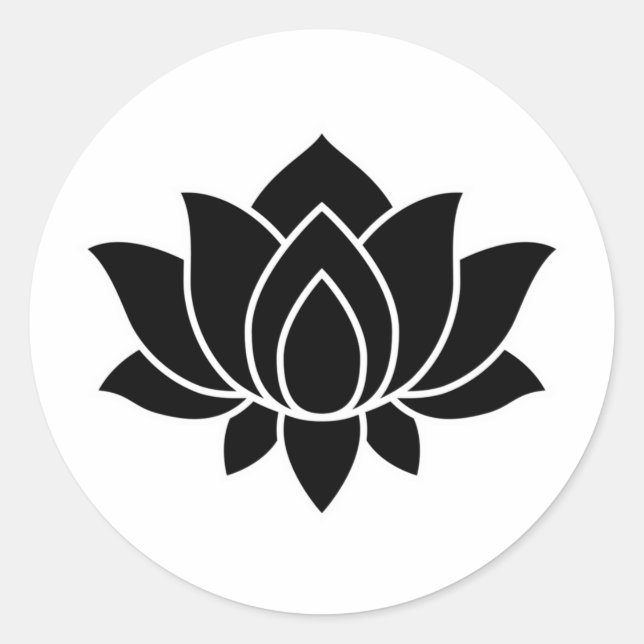 Blume des schwarzen Blütenlotus - Klassisches Rund Runder Aufkleber (Vorderseite)