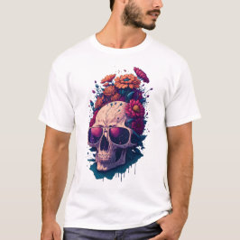 Blume des Toten Schädels Farbiger V1-T - Shirt