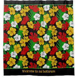 Blume des tropischen Hibiskus Gemustert Duschvorhang
