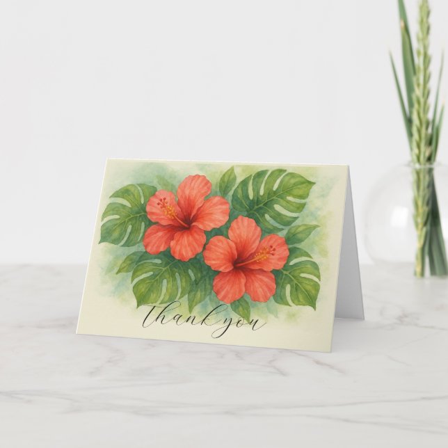 Blume des tropischen Hibiskus Hochzeit Danke (Vorderseite)