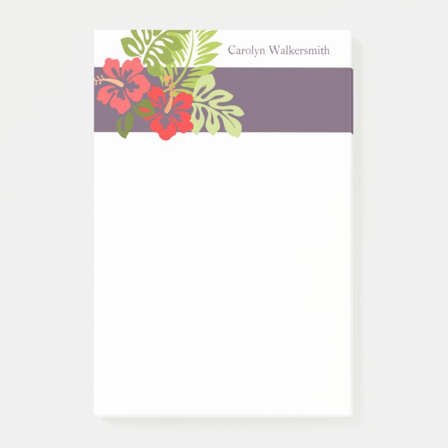 Blume des tropischen Hibiskus Sommer Beach Botanis Post-it Klebezettel (Vorderseite)