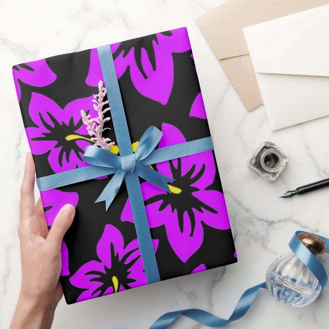 Blume des tropischen Lila hawaiianischen Hibiskus Geschenkpapier (Schenken)