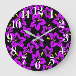 Blume des tropischen Lila hawaiianischen Hibiskus Große Wanduhr