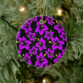 Blume des tropischen Lila hawaiianischen Hibiskus Keramik Ornament