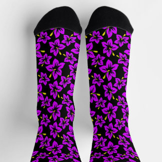 Blume des tropischen Lila hawaiianischen Hibiskus Socken