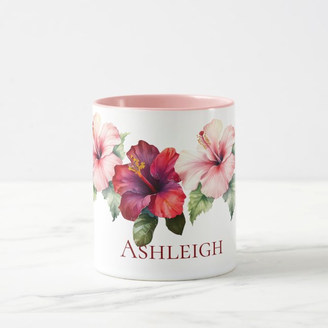 Blume des tropischen Rosa Hibiskus Tasse (Zentrum)