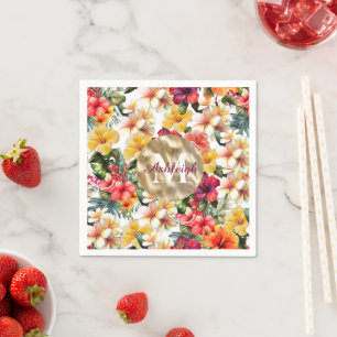 Blume des tropischen Rot-Gelb-Hibiskus Serviette