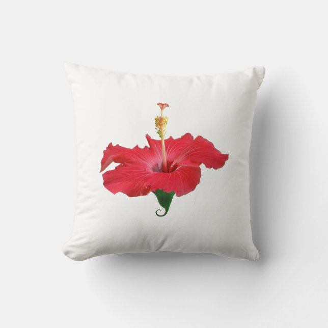 Blume des tropischen Roten Hibiskus Kissen (Vorderseite)