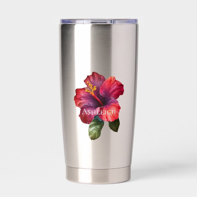 Blume des tropischen Roten Hibiskus Thermobecher (Vorderseite)