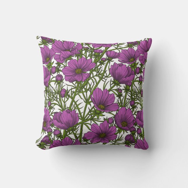 Blume des violetten Kosmos Kissen (Vorderseite)
