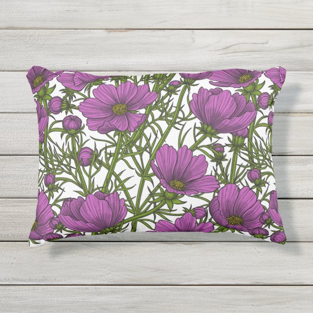 Blume des violetten Kosmos Kissen Für Draußen (Vorderseite)