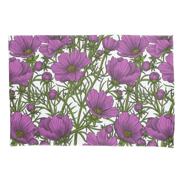 Blume des violetten Kosmos Kissenbezug (Vorderseite-Links)