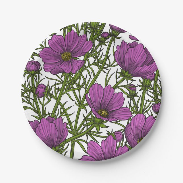 Blume des violetten Kosmos Pappteller (Vorderseite)