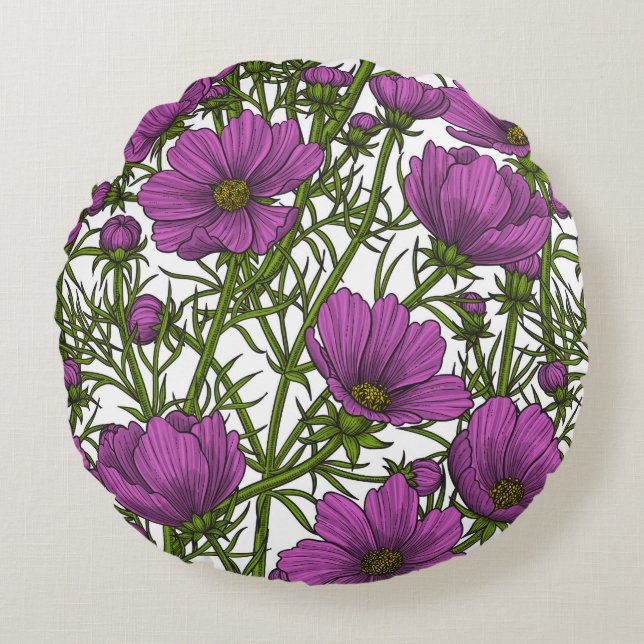Blume des violetten Kosmos Rundes Kissen (Vorderseite)