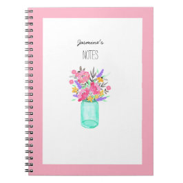 Blume des Wasserfarben-Mason Jar Notizblock
